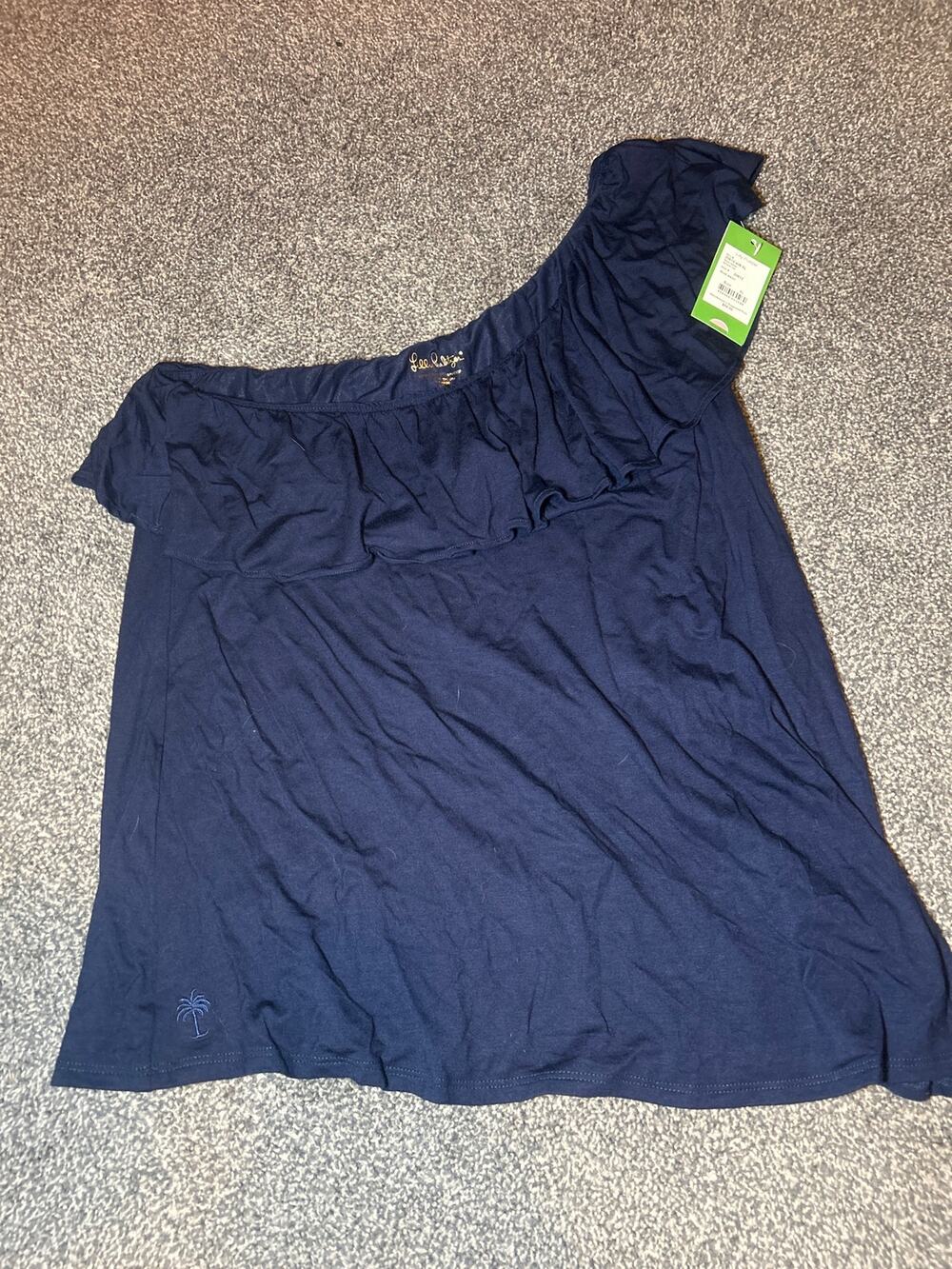 Lilly Pulitzer Women's Neveah Ruffle One Shoulder Top - Navy - xl